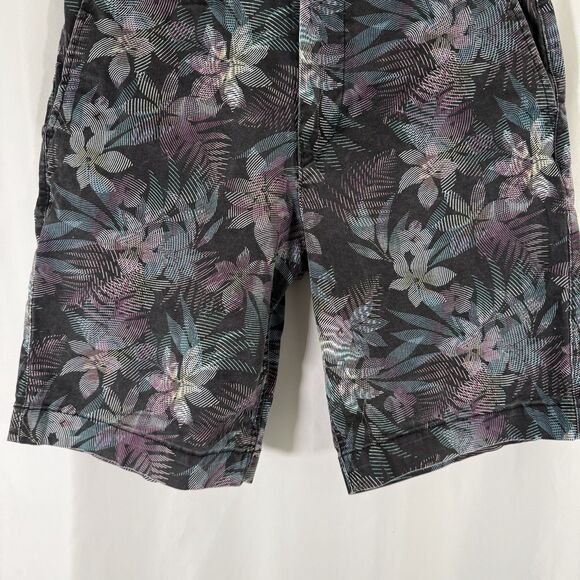 American Eagle Shorts Men's 30 Black Floral Hawaiian Chino Next Level Stretch - Picture 3 of 11